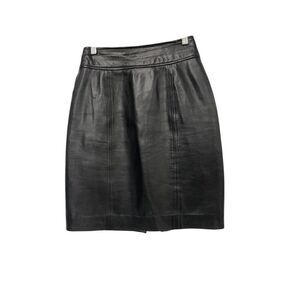 Laurel Womens Leather Straight & Pencil Skirt Size 34 US 2 XS Black Vintage 80s